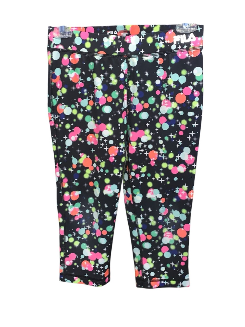 Fila Sport Live in Motion Black w Bright Polka Dots Capri Leggings Athletic